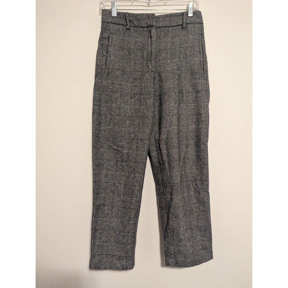 Aritzia Wilfred Wool Cashmere Trouser Dress Pants Gray Tapered Plaid Womens Sz 6